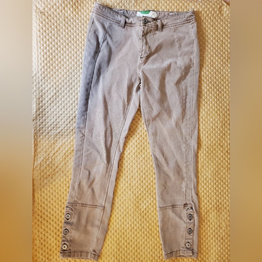 Anthropologie Women's Size 27 Slim Leg Corduroy Pants Brown Button Ankle